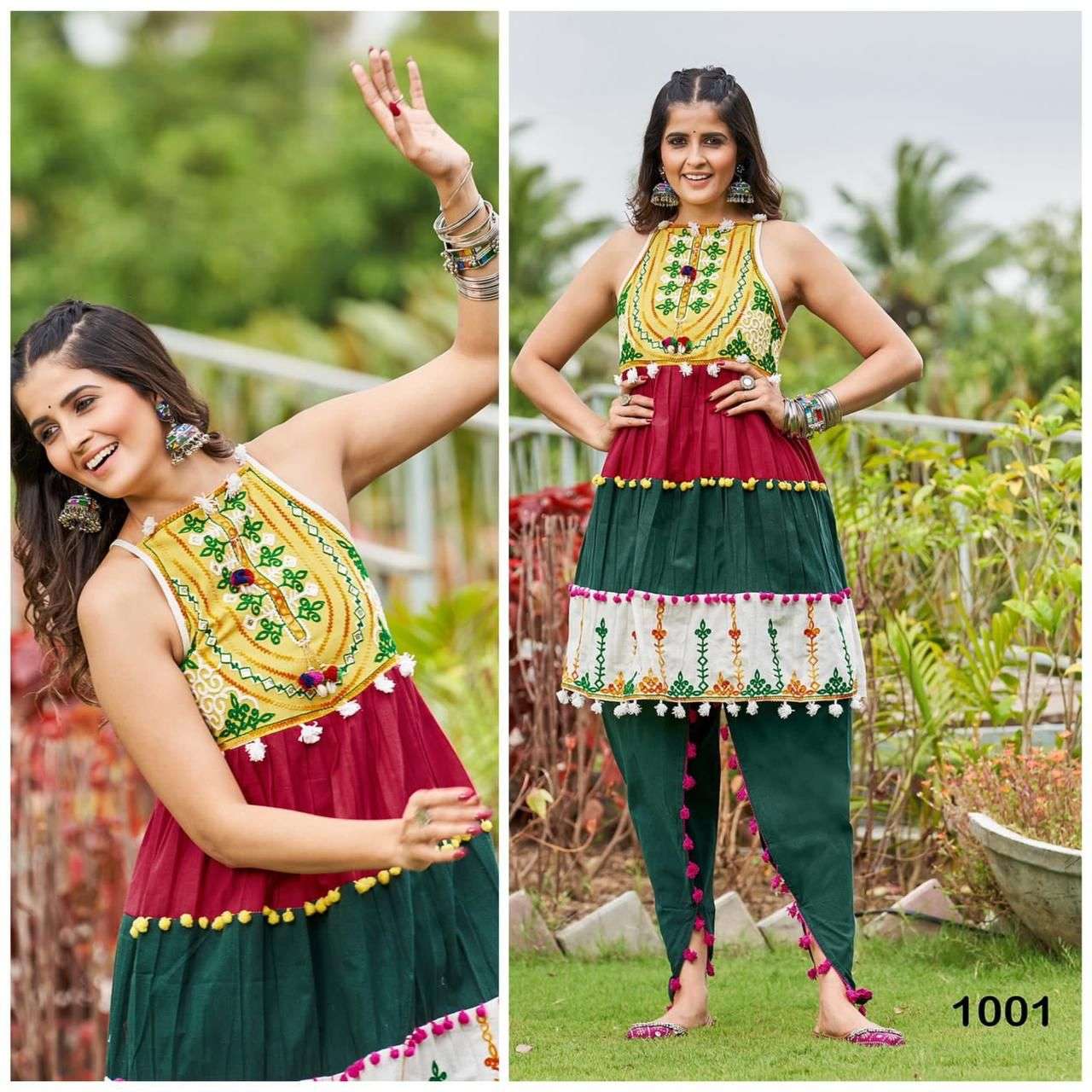 KHADI COTTON DESIGNER NAVRATRI SPECIAL KHADI KEDIA AND TOP PANT LEHENGA CHOLI DST DHOLIDA 1001