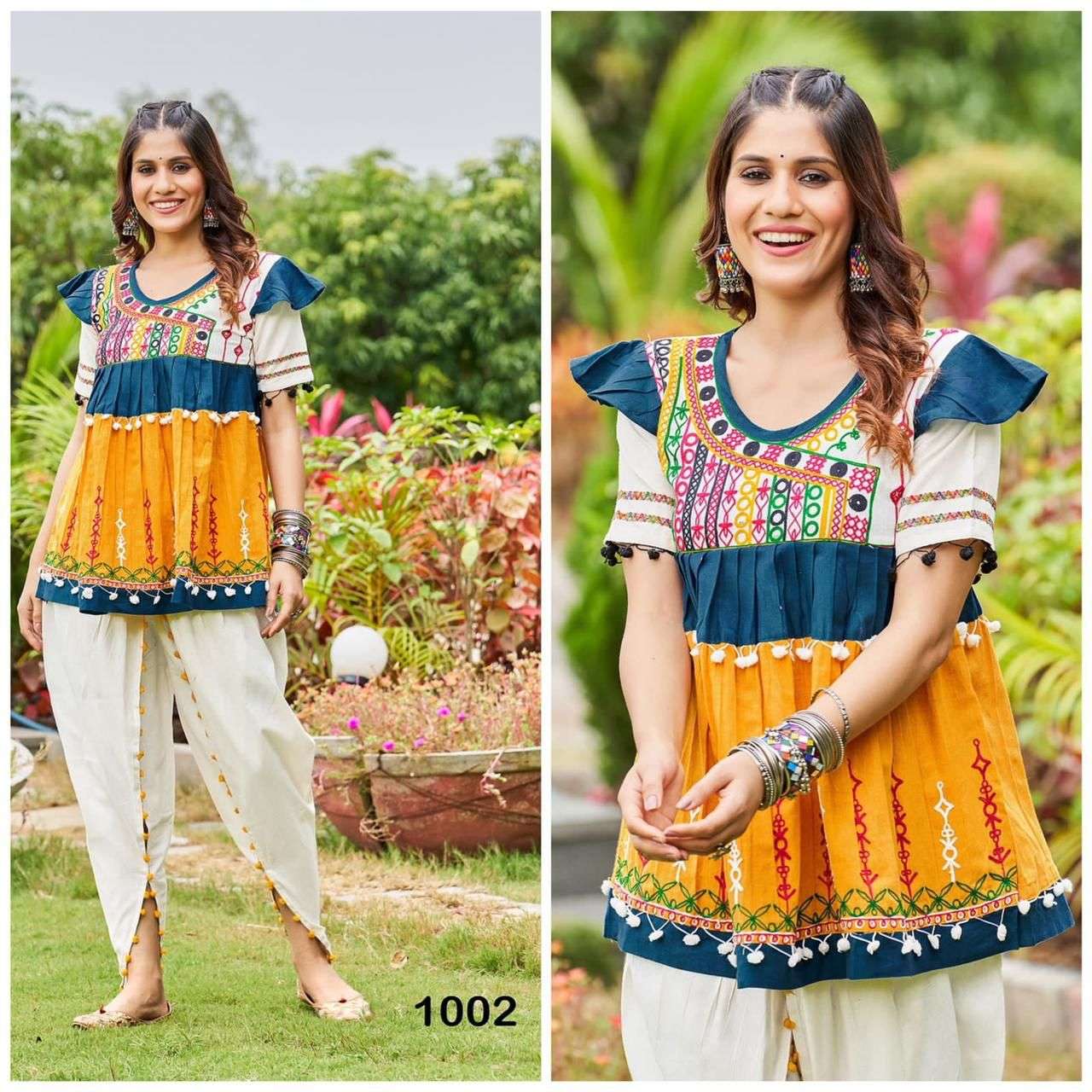 KHADI COTTON DESIGNER NAVRATRI SPECIAL KHADI KEDIA AND TOP PANT LEHENGA CHOLI DST DHOLIDA 1002