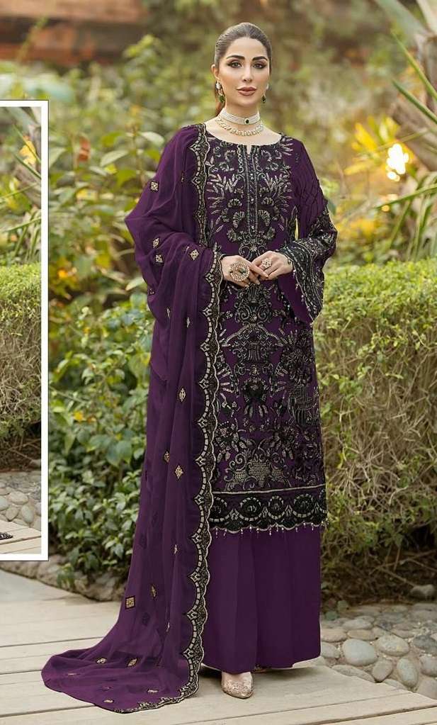 READY TO WEAR DESIGNER FANCY PARTY WEAR WINE INDIAN PAKISTANI SALWAR SUIT IN FAUX GEORGETTE JG 4107 H