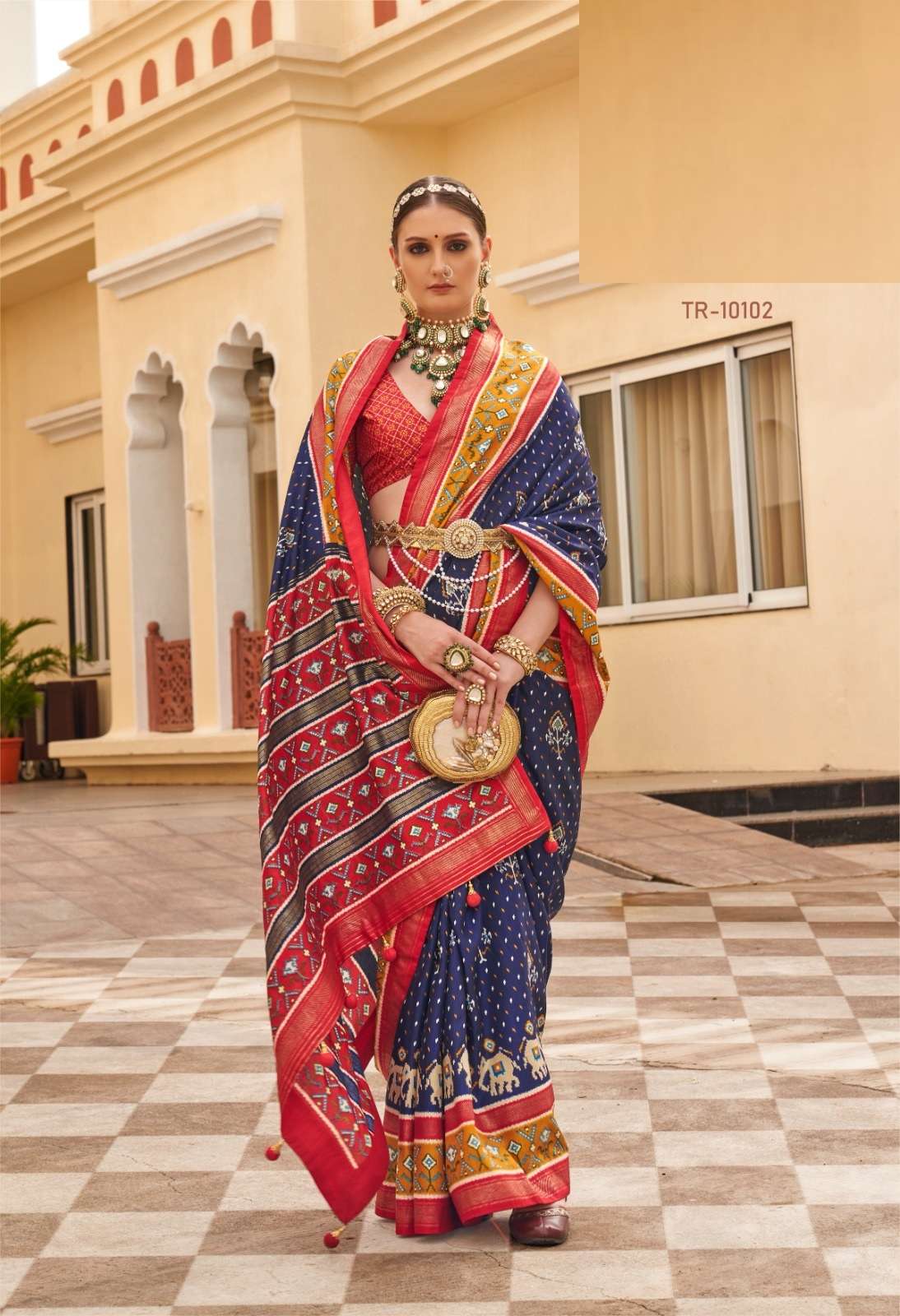 DESIGNER FANCY WEDDING PARTY WEAR DESIGNER BLUE BANARASI SILK FABRIC SAREE SM REWAA PALKHI PATOLA 10102