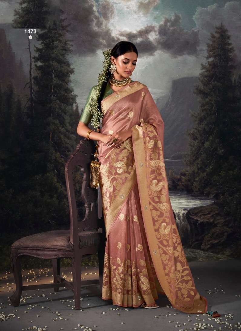 DESIGNER FANCY WEDDING PARTY WEAR DESIGNER PEACE BANARASI SILK FABRIC SAREE SM KIMORA RAT RANI 1473