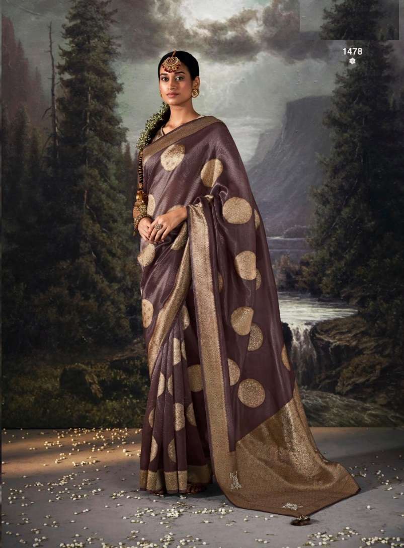 DESIGNER FANCY WEDDING PARTY WEAR DESIGNER PURPLE BANARASI SILK FABRIC SAREE SM KIMORA RAT RANI 1478