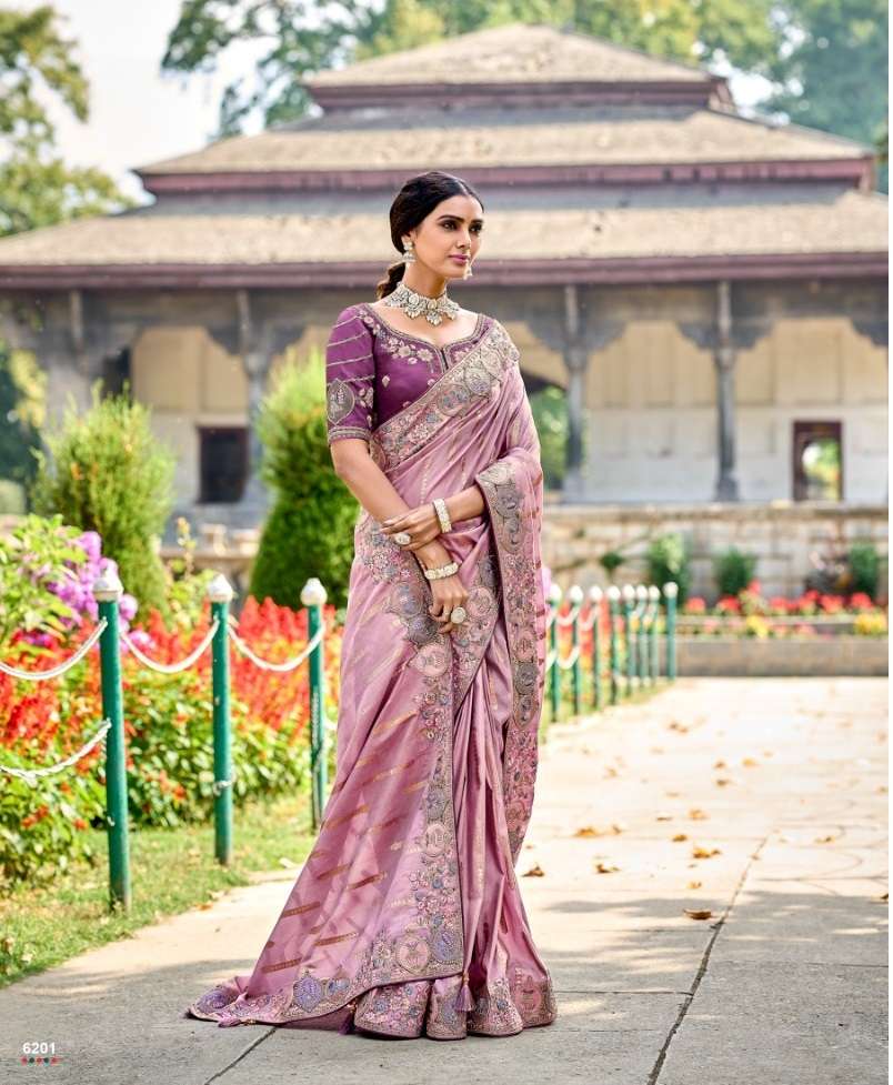 DESIGNER FANCY WEDDING PARTY WEAR HEAVY PINK SILK SAREE COLLECTION SM TATHASTU 6201