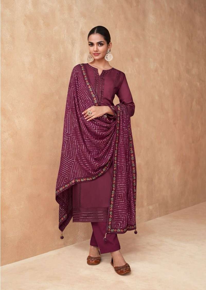 DESIGNER FANCY WEDDING PARTY WEAR MAROON PREMIUM GEORGETTE STRAIGHT SALWAR SUIT GL RUTBA 7404