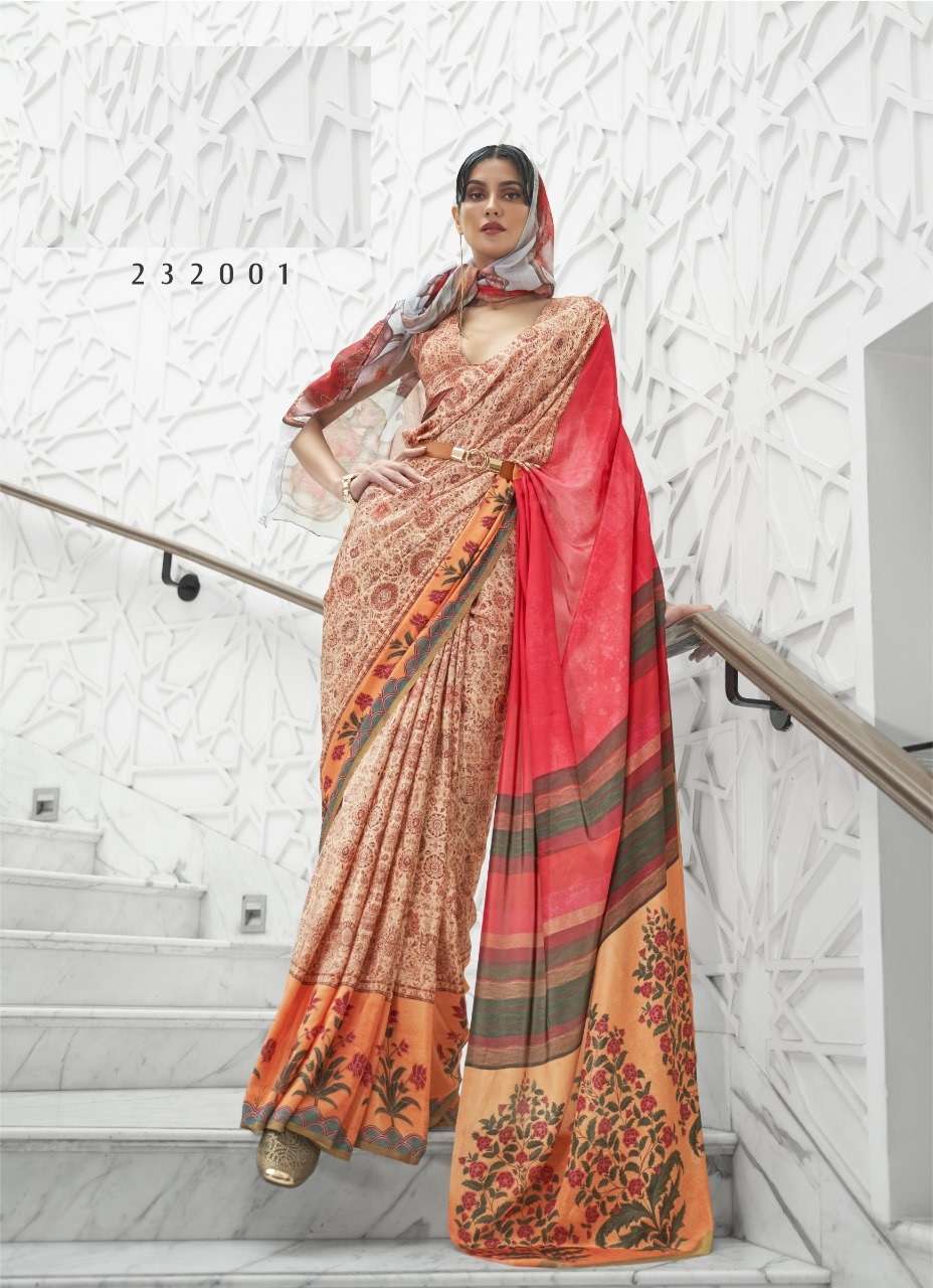 DESIGNER FANCY WEDDING PARTY WEAR PRINTED SILK FABRIC SAREE SM RJT KALAMKARI 232001