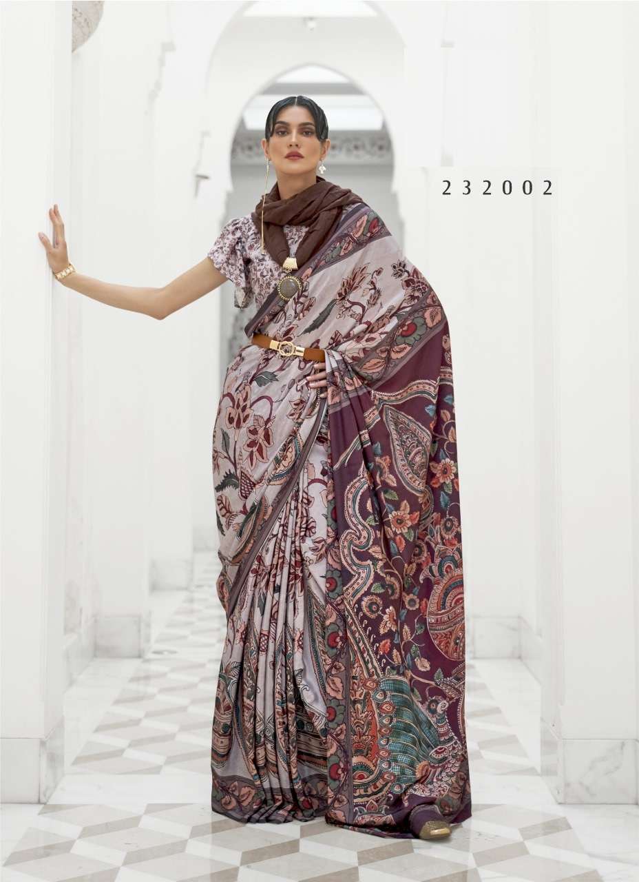 DESIGNER FANCY WEDDING PARTY WEAR PRINTED SILK FABRIC SAREE SM RJT KALAMKARI 232002