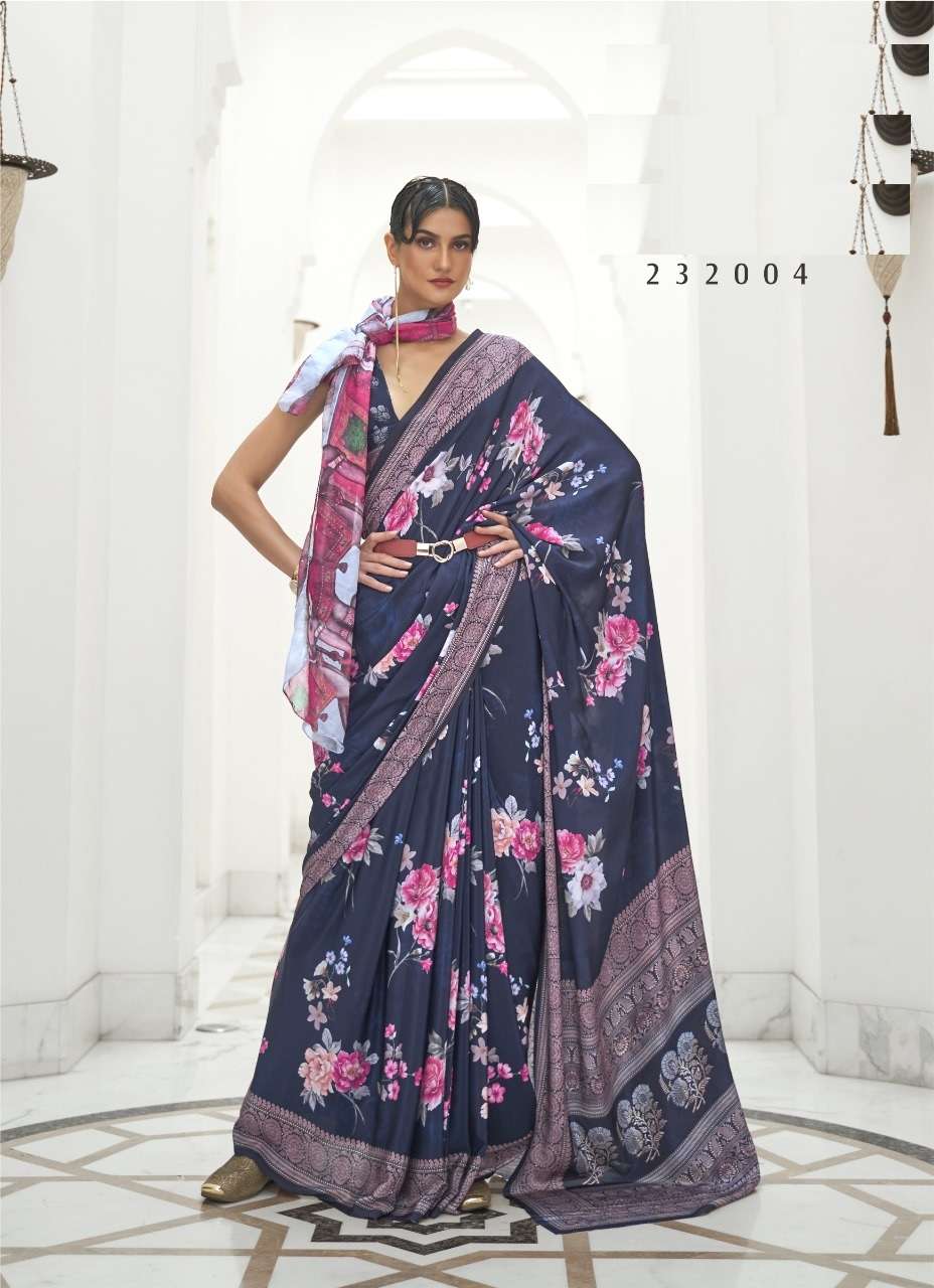 DESIGNER FANCY WEDDING PARTY WEAR PRINTED SILK FABRIC SAREE SM RJT KALAMKARI 232004