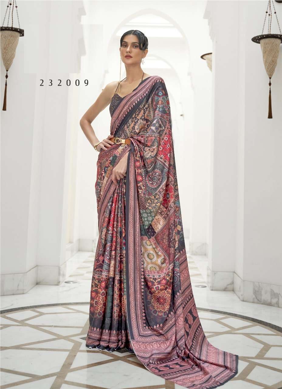 DESIGNER FANCY WEDDING PARTY WEAR PRINTED SILK FABRIC SAREE SM RJT KALAMKARI 232009