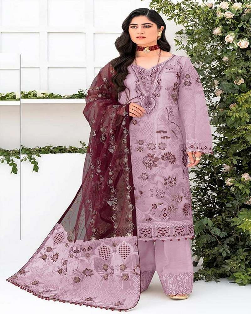 DESIGNER FANCY WEDDING PARTY WEAR TEBY SILK PINK STRAIGHT PAKISTANI SALWAR SUIT JG 5110B