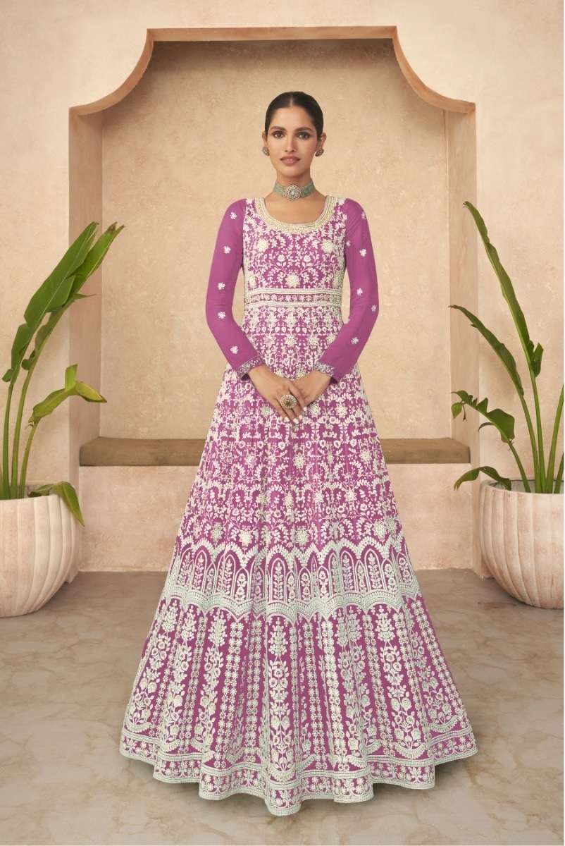 DESIGNER WEDDING PARTY WEAR RANI PINK HEAVY FAUX GEORGETTE ANARKALI SALWAR SUIT GOWN WITH DUPATTA CPR 5238 COLOR