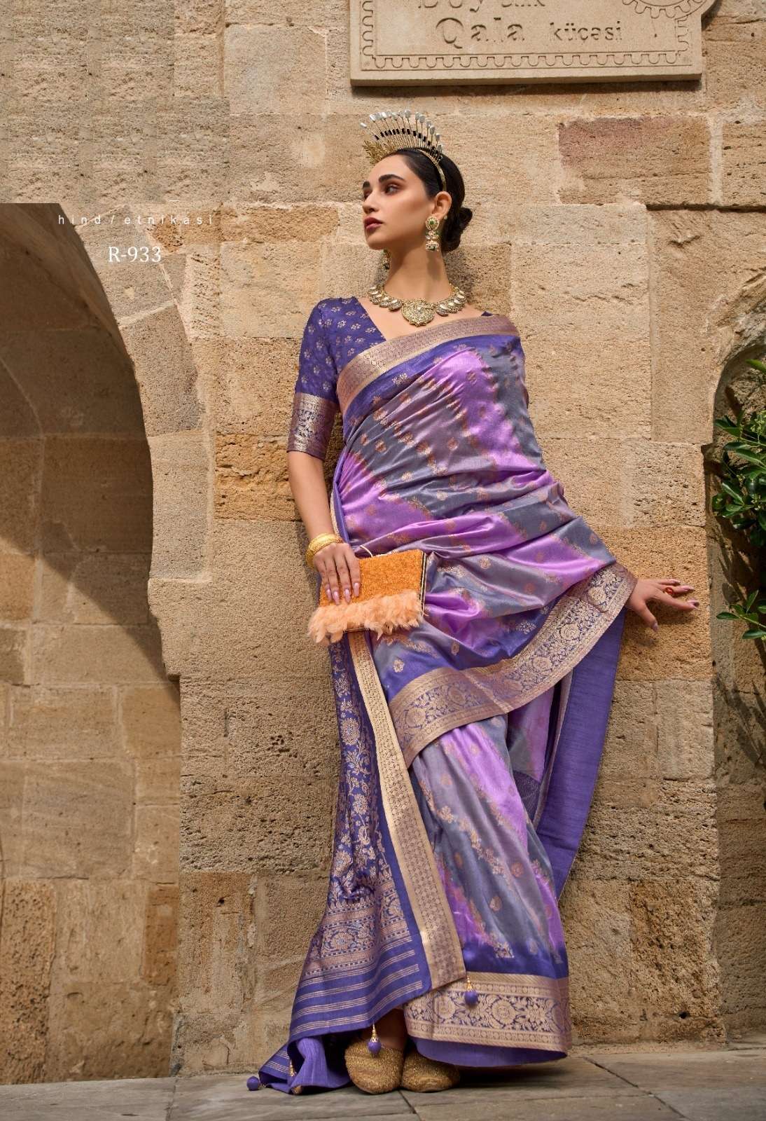 LATEST DESIGNER FANCY WEDDING PARTY WEAR HEAVY BANARASI SILK PURPLE SAREE SM RW VENICE 933