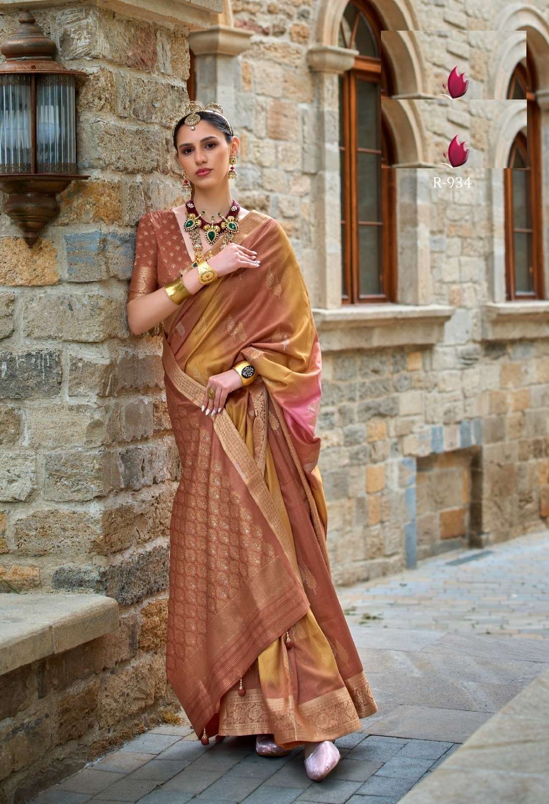 LATEST DESIGNER FANCY WEDDING PARTY WEAR HEAVY BANARASI SILK YELLOW SAREE SM RW VENICE 934