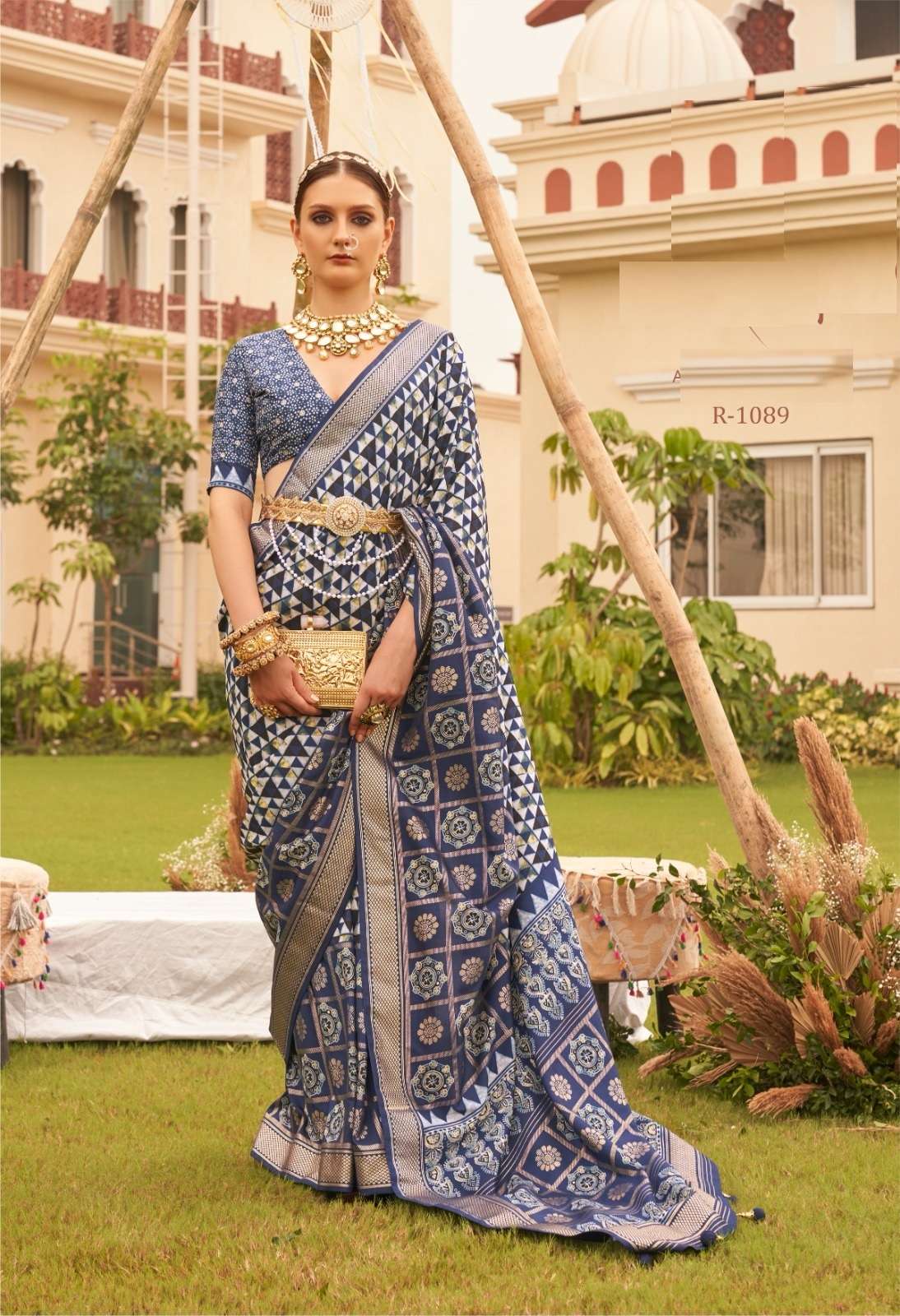 LATEST DESIGNER FANCY WEDDING PARTY WEAR HEAVY BLUE SILK SAREE SM RW AARANYA 1089