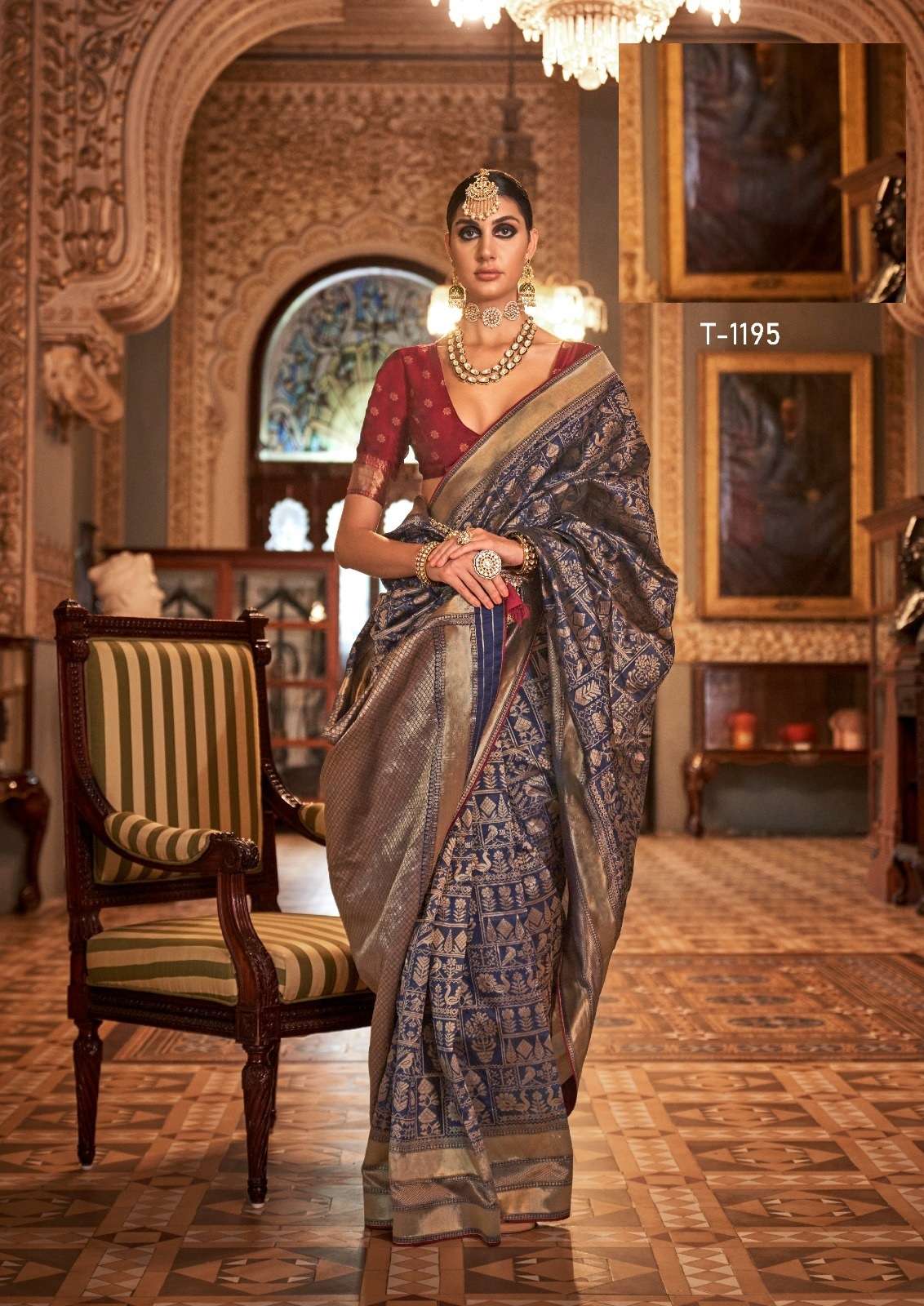 LATEST DESIGNER FANCY WEDDING PARTY WEAR HEAVY BLUE BANARASI SILK SAREE SM RATH DAMYANTI 1195