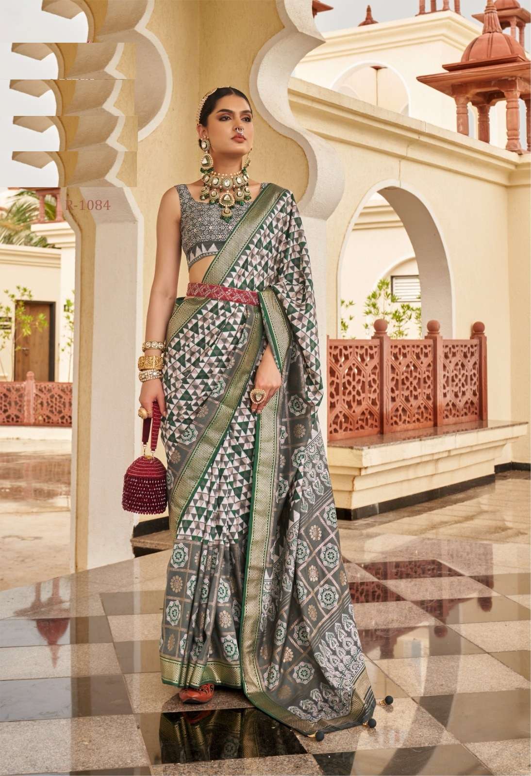 LATEST DESIGNER FANCY WEDDING PARTY WEAR HEAVY GREY SILK SAREE SM RW AARANYA 1084