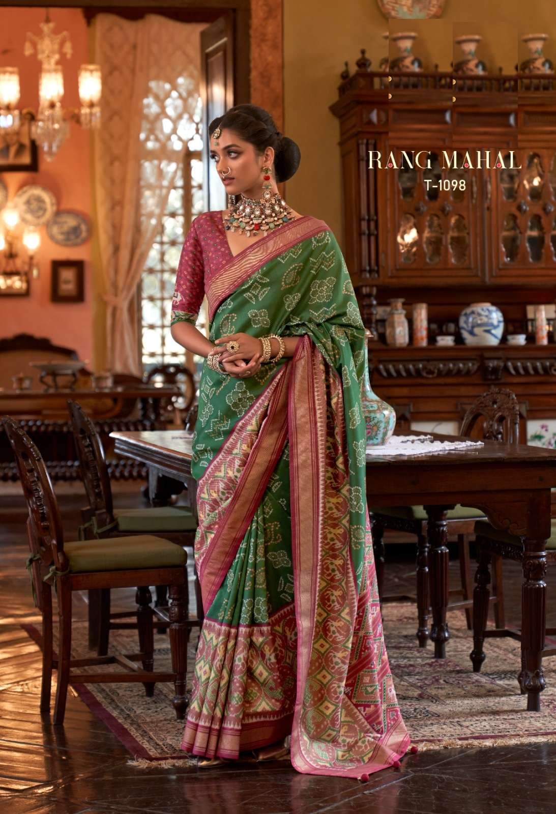 LATEST DESIGNER FANCY WEDDING PARTY WEAR HEAVY GREEN BANARASI SILK SAREE SM RATH 1098