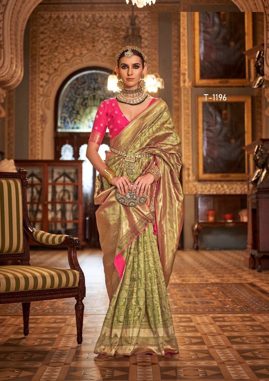 LATEST DESIGNER FANCY WEDDING PARTY WEAR HEAVY GREEN BANARASI SILK SAREE SM RATH DAMYANTI 1196