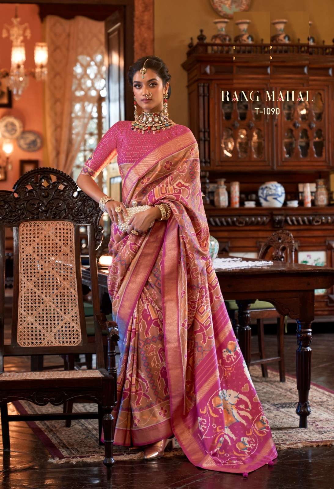 LATEST DESIGNER FANCY WEDDING PARTY WEAR HEAVY PINK BANARASI SILK SAREE SM RATH 1090