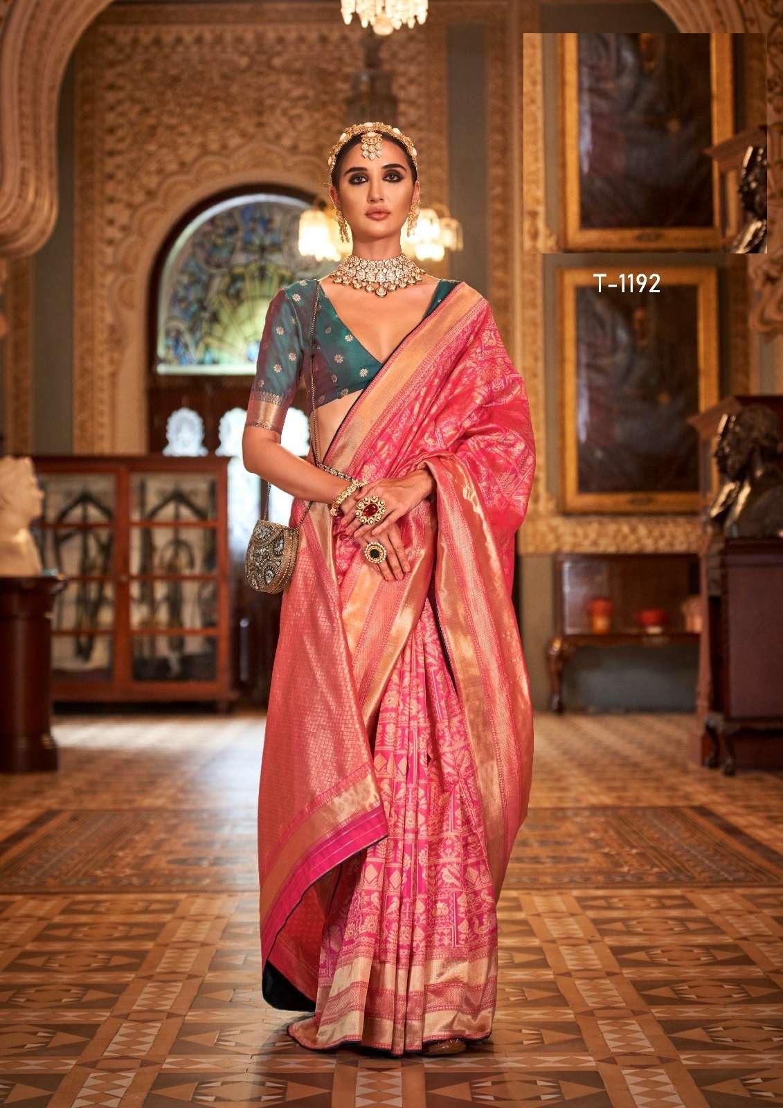 LATEST DESIGNER FANCY WEDDING PARTY WEAR HEAVY PINK BANARASI SILK SAREE SM RATH DAMYANTI 1192