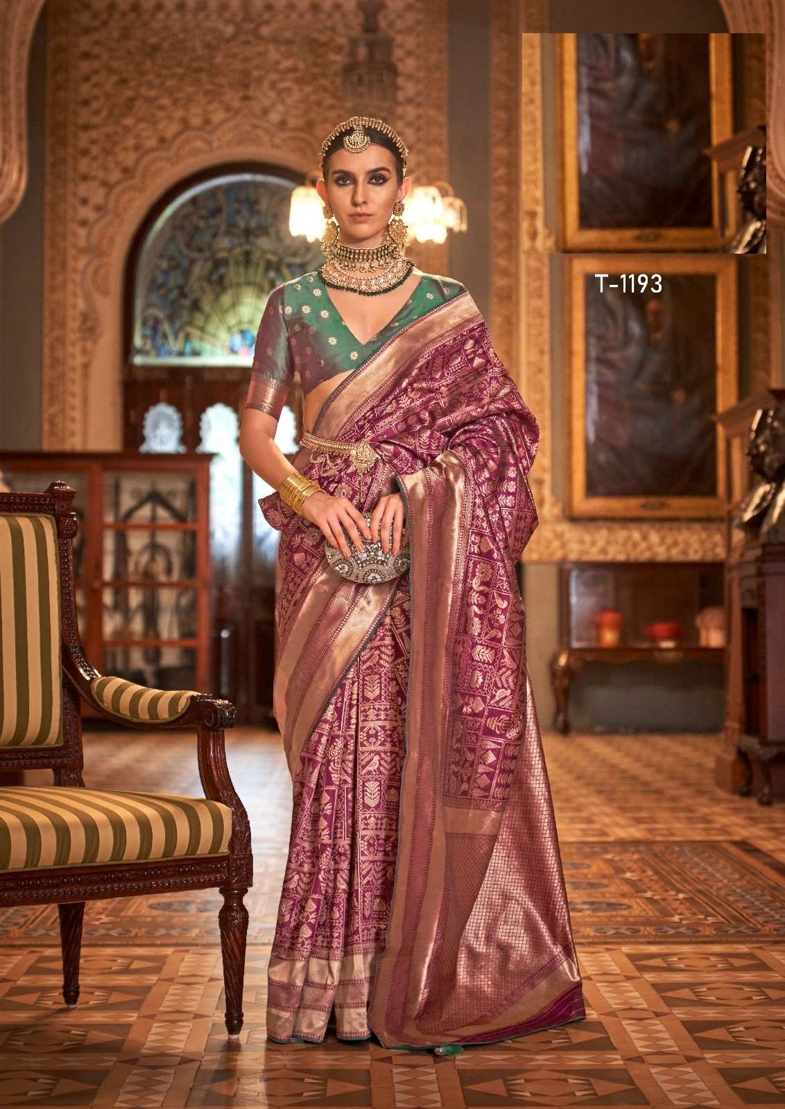 LATEST DESIGNER FANCY WEDDING PARTY WEAR HEAVY PURPLE BANARASI SILK SAREE SM RATH DAMYANTI 1193