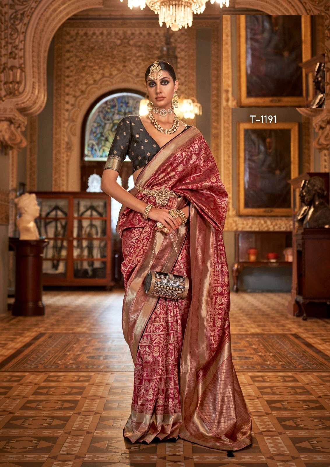 LATEST DESIGNER FANCY WEDDING PARTY WEAR HEAVY RED BANARASI SILK SAREE SM RATH DAMYANTI 1191