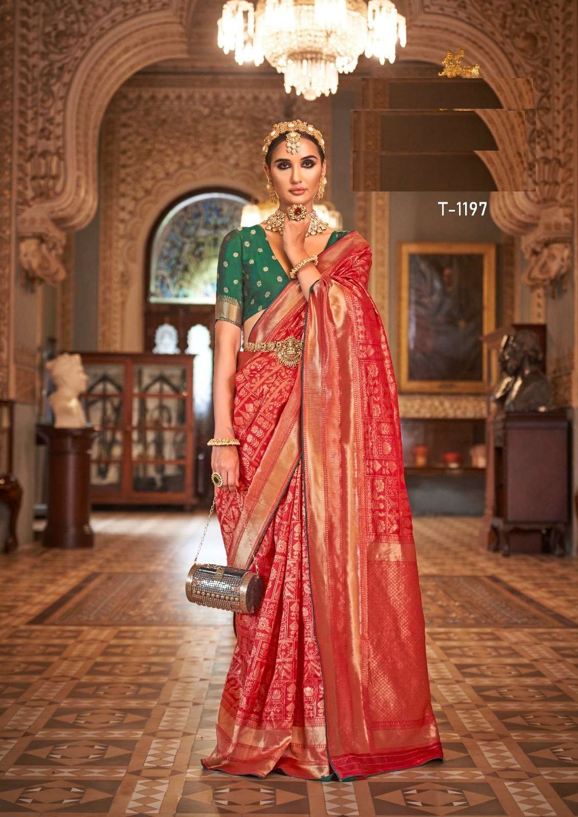 LATEST DESIGNER FANCY WEDDING PARTY WEAR HEAVY RED BANARASI SILK SAREE SM RATH DAMYANTI 1197