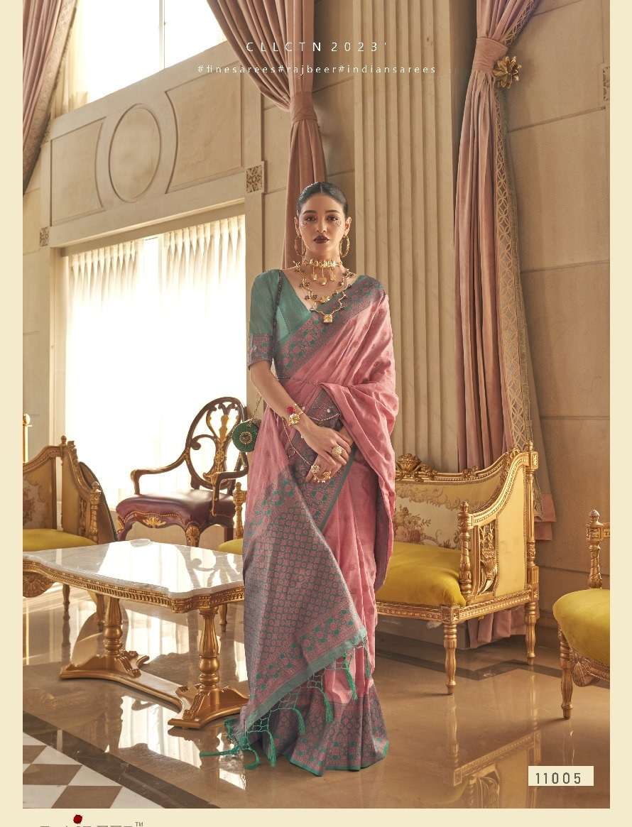 LATEST DESIGNER FANCY WEDDING PARTY WEAR HEAVY WEAVING PINK SILK SAREE SM RJBR KAMSAARA 11005