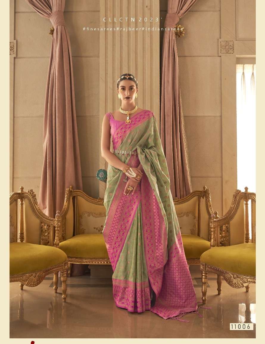 LATEST DESIGNER FANCY WEDDING PARTY WEAR HEAVY WEAVING SILK GREEN SAREE SM RJBR KAMSAARA 11006