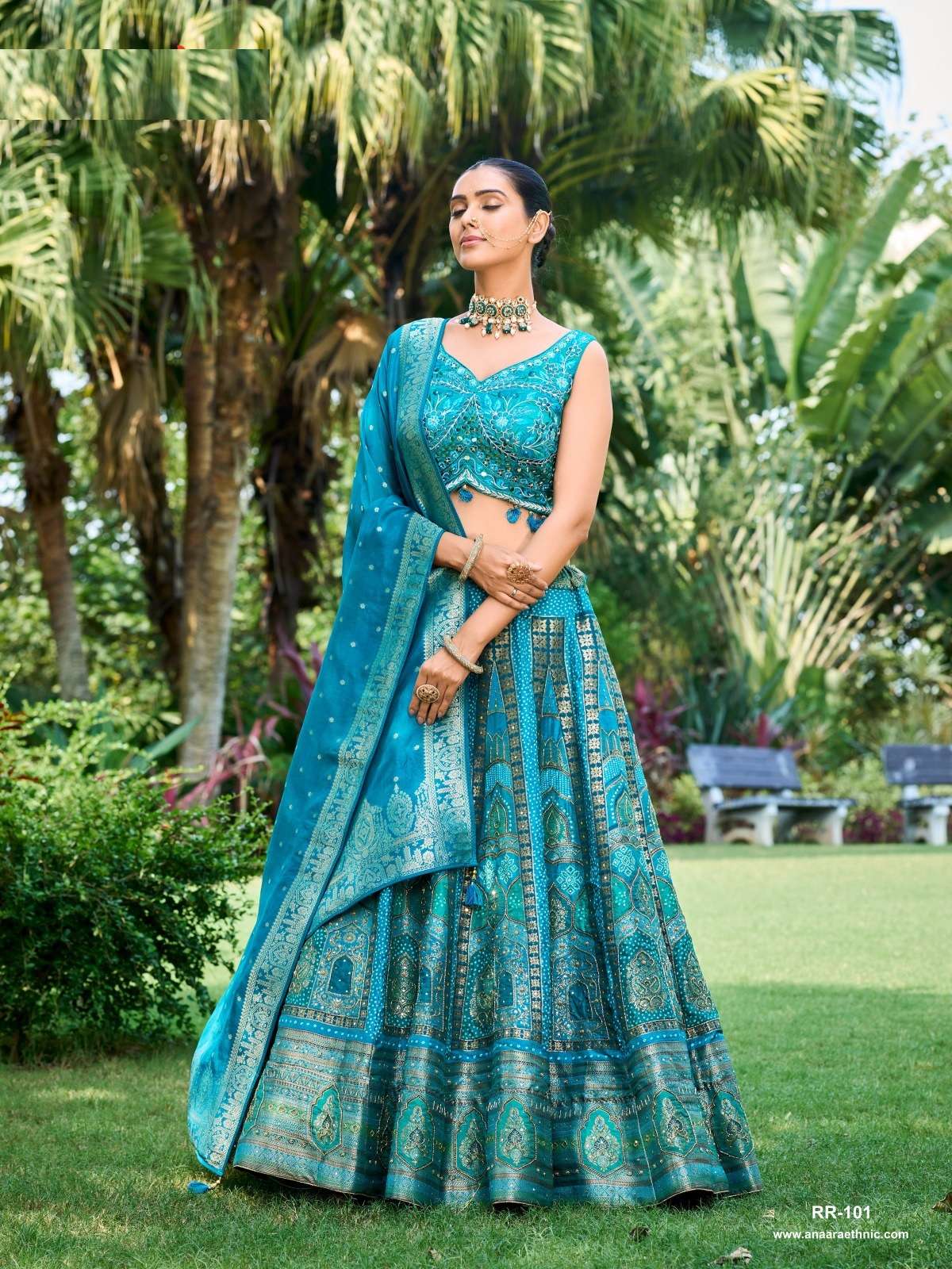 DESIGNER INDIAN BRIDAL WEDDING PARTY WEAR BLUE BANARASI SILK LEHENGA CHOLI WITH SM TATHASTU 101