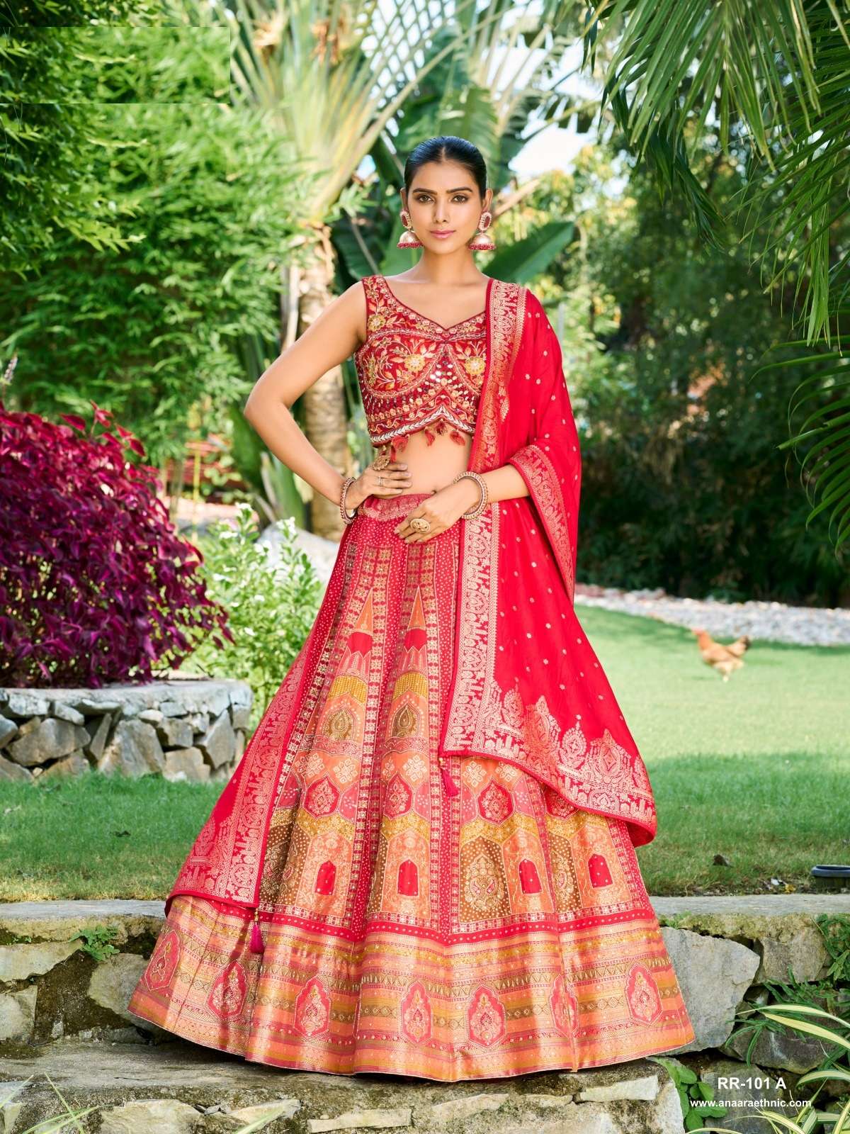 DESIGNER INDIAN BRIDAL WEDDING PARTY WEAR RED BANARASI SILK LEHENGA CHOLI WITH SM TATHASTU 101A