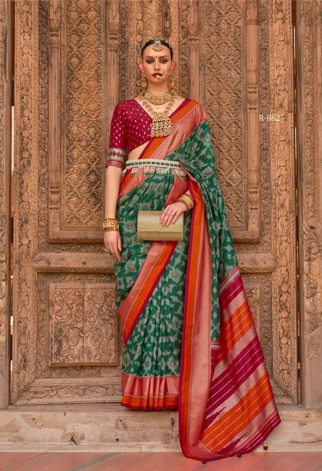 LATEST DESIGNER FANCY WEDDING PARTY WEAR HEAVY GREEN BANARASI SILK SAREE SM REWAA 862