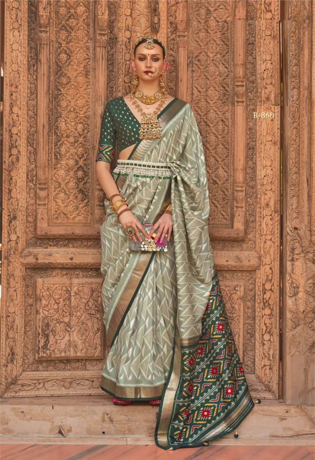 LATEST DESIGNER FANCY WEDDING PARTY WEAR HEAVY GREEN BANARASI SILK SAREE SM REWAA 868