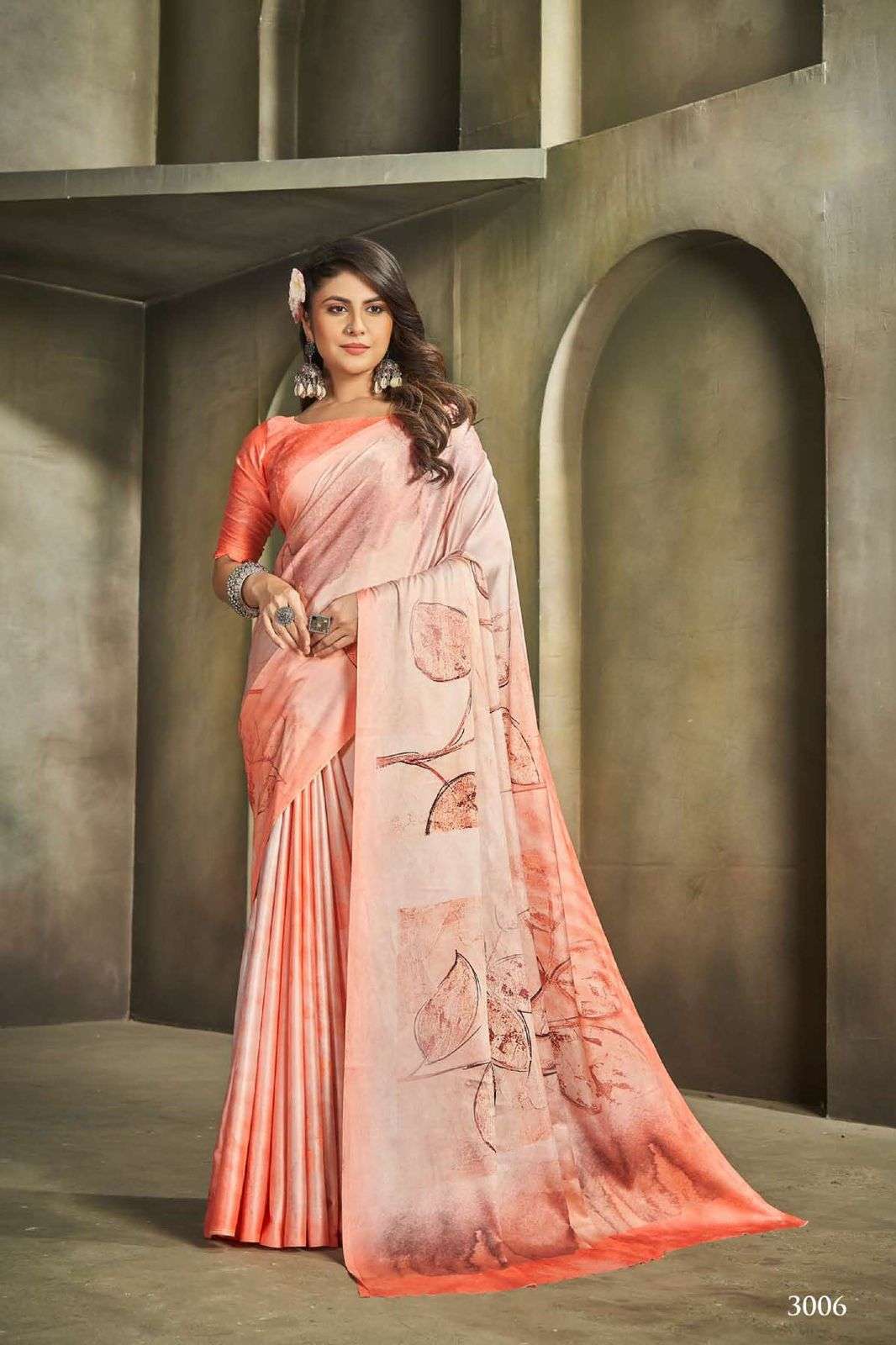 DESIGNER FANCY PARTY WEAR MULTICOLOR SILK INDIAN PRINTED SAREE COLLECTION SE RAINA SM 3006