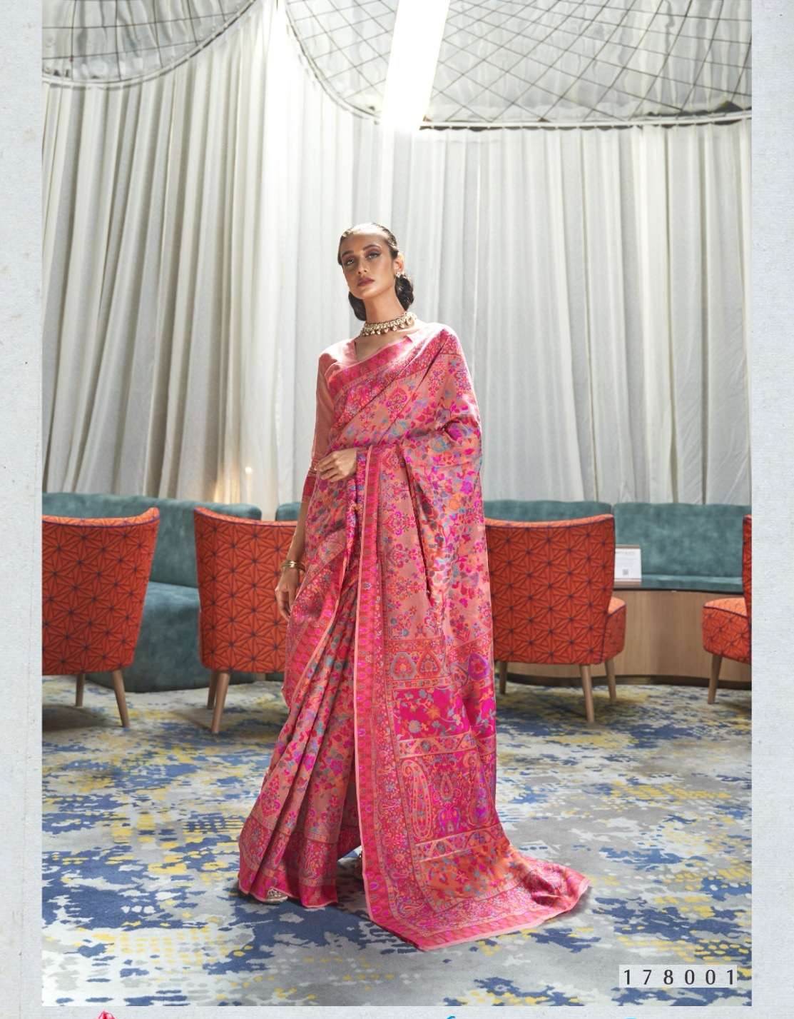 DESIGNER FANCY WEDDING PARTY WEAR BANARASI PINK SILK SAREE COLLECTION RAJ SM 178001