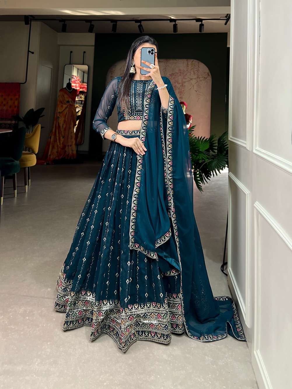 DESIGNER FANCY WEDDING PARTY WEAR GEORGETTE INDIAN LEHENGA CHOLI COLLECTION PC 1804