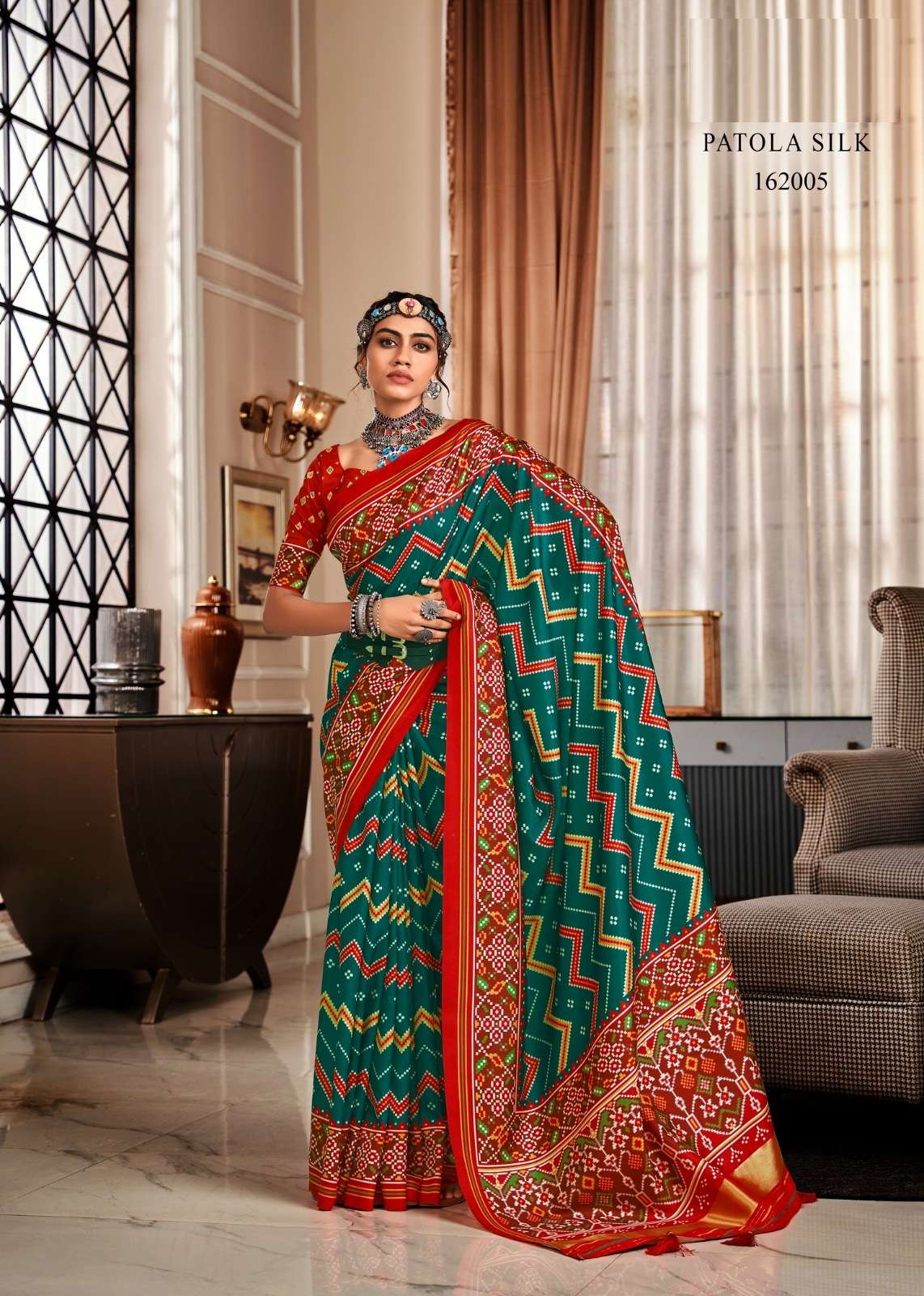 DESIGNER FANCY WEDDING PARTY WEAR GREEN SILK PATOLA SAREE COLLECTION RAJPATH 162005