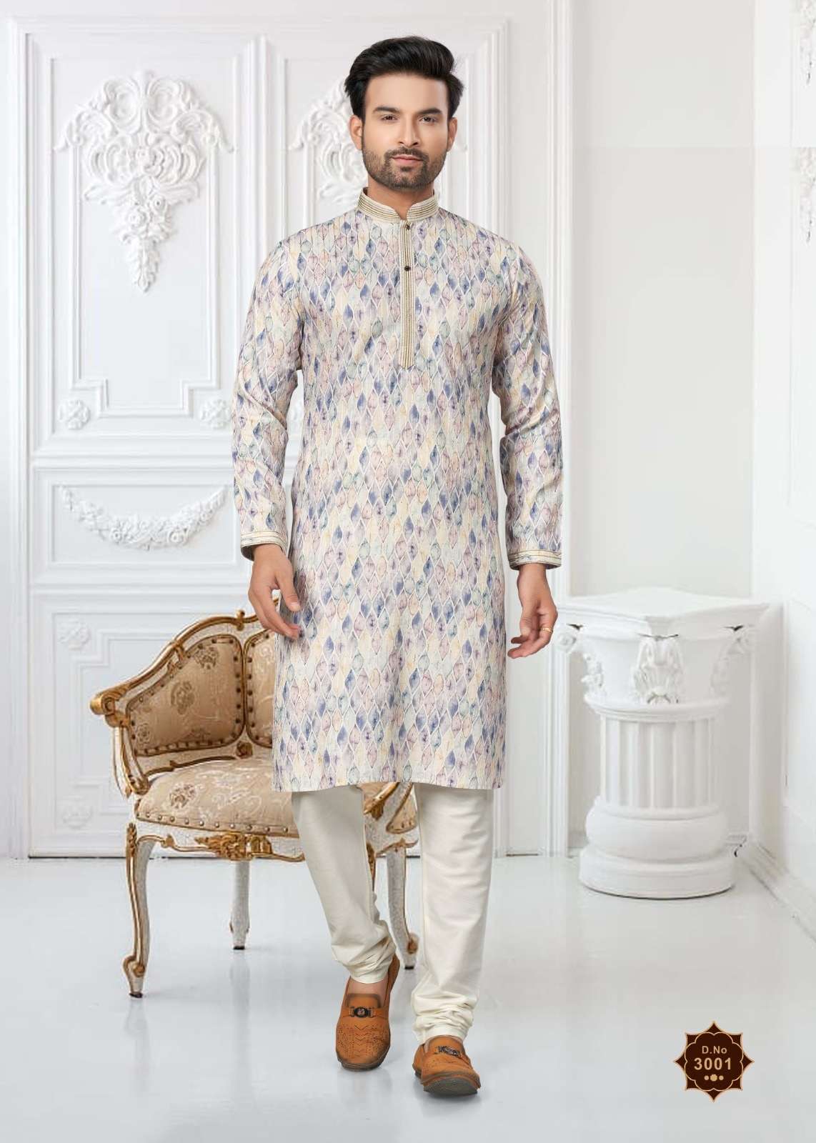 DESIGNER FANCY WEDDING WEARHEAVY PRINTED COTTON MENS INDIAN KURTA OUT DST 3001