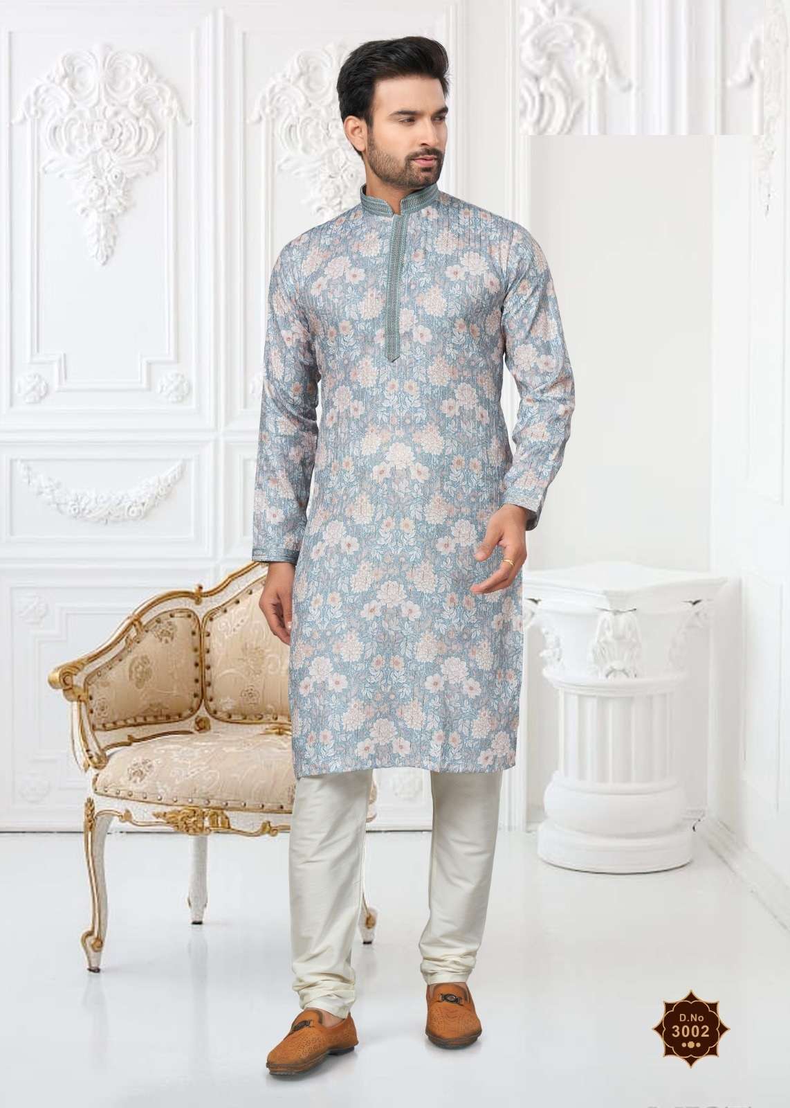 DESIGNER FANCY WEDDING WEARHEAVY PRINTED COTTON MENS INDIAN KURTA OUT DST 3002