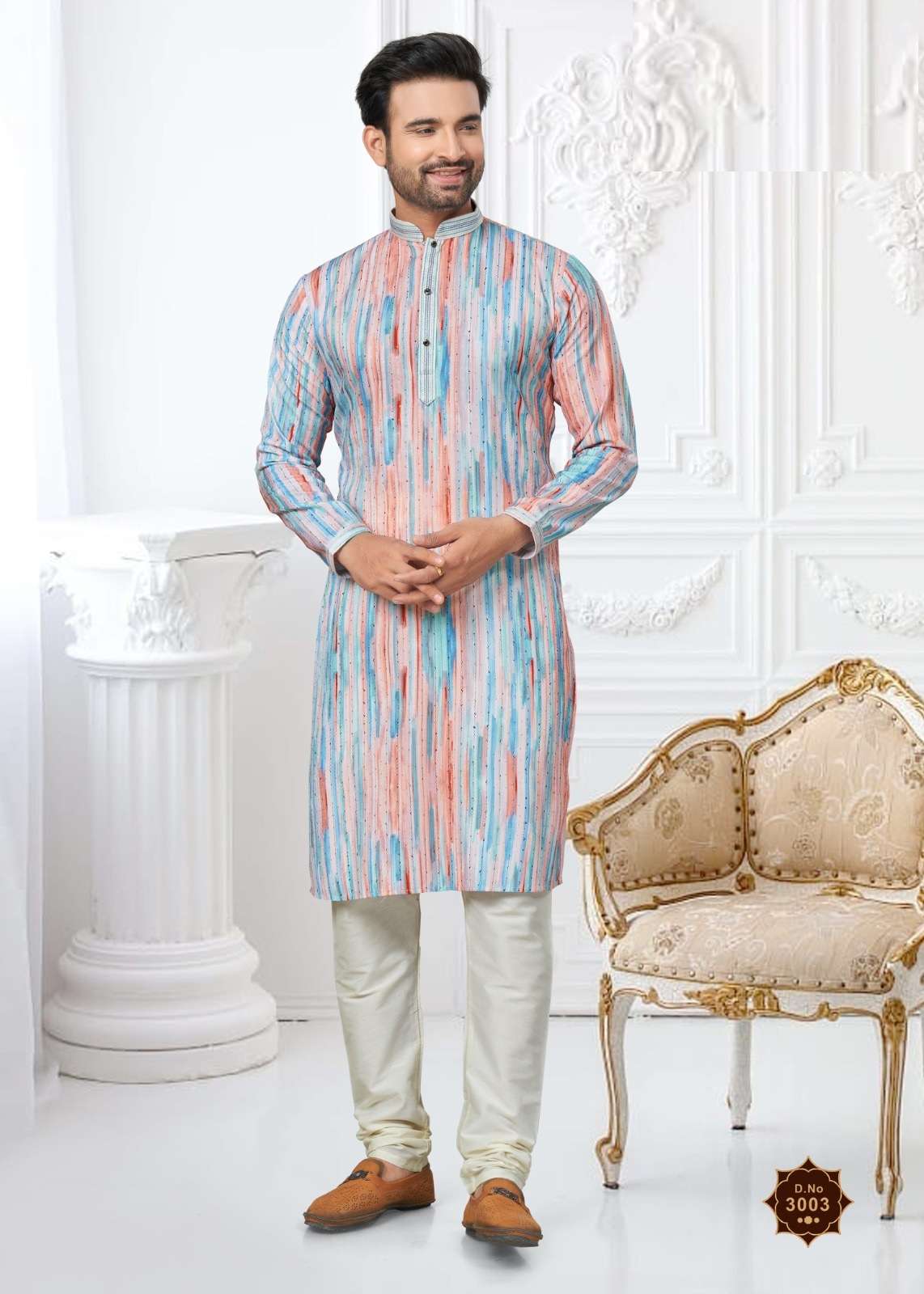 DESIGNER FANCY WEDDING WEARHEAVY PRINTED COTTON MENS INDIAN KURTA OUT DST 3003