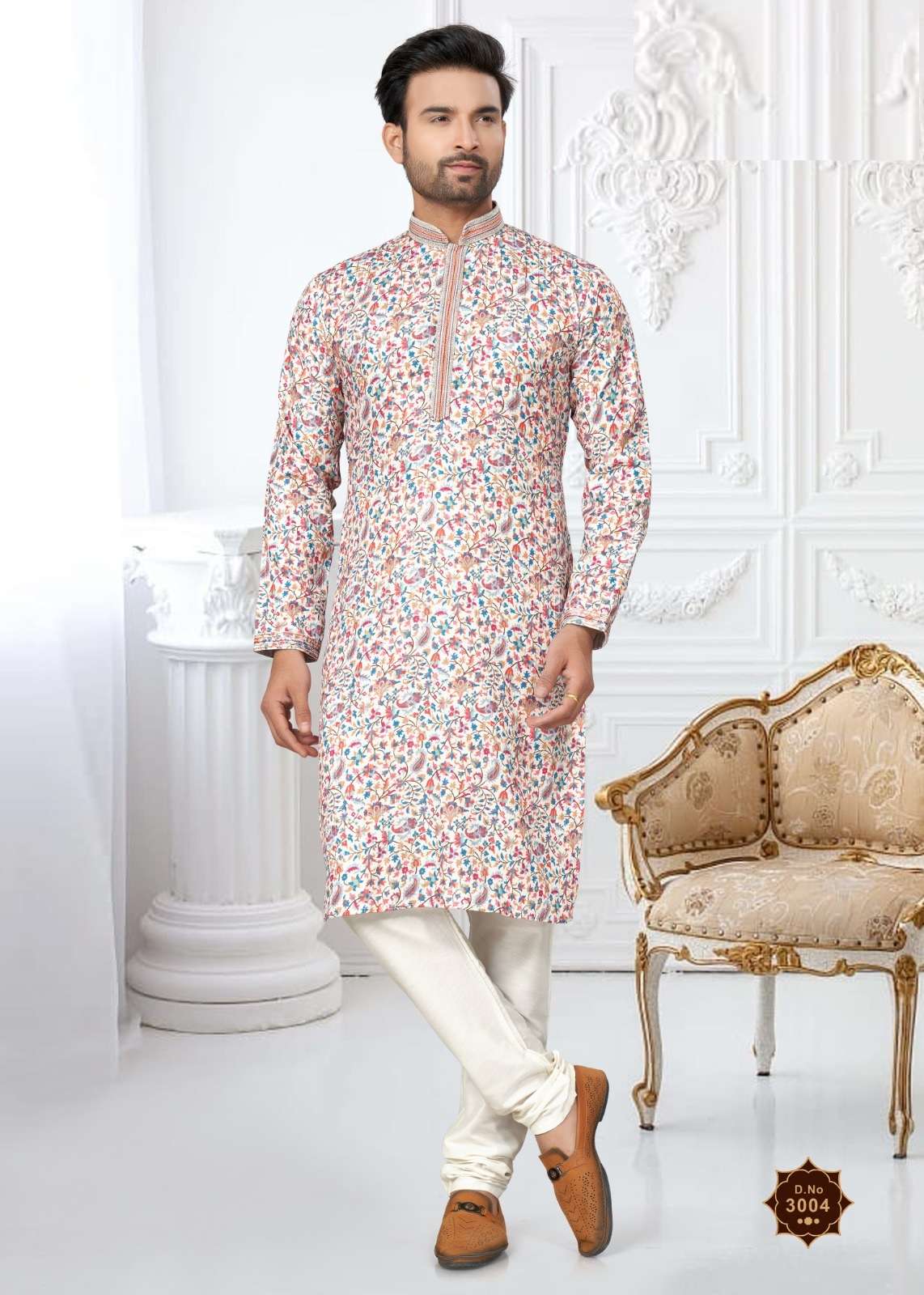 DESIGNER FANCY WEDDING WEARHEAVY PRINTED COTTON MENS INDIAN KURTA OUT DST 3004