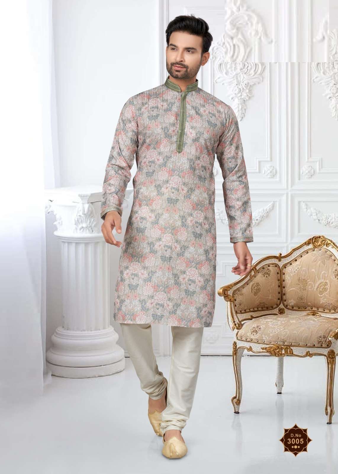 DESIGNER FANCY WEDDING WEARHEAVY PRINTED COTTON MENS INDIAN KURTA OUT DST 3005