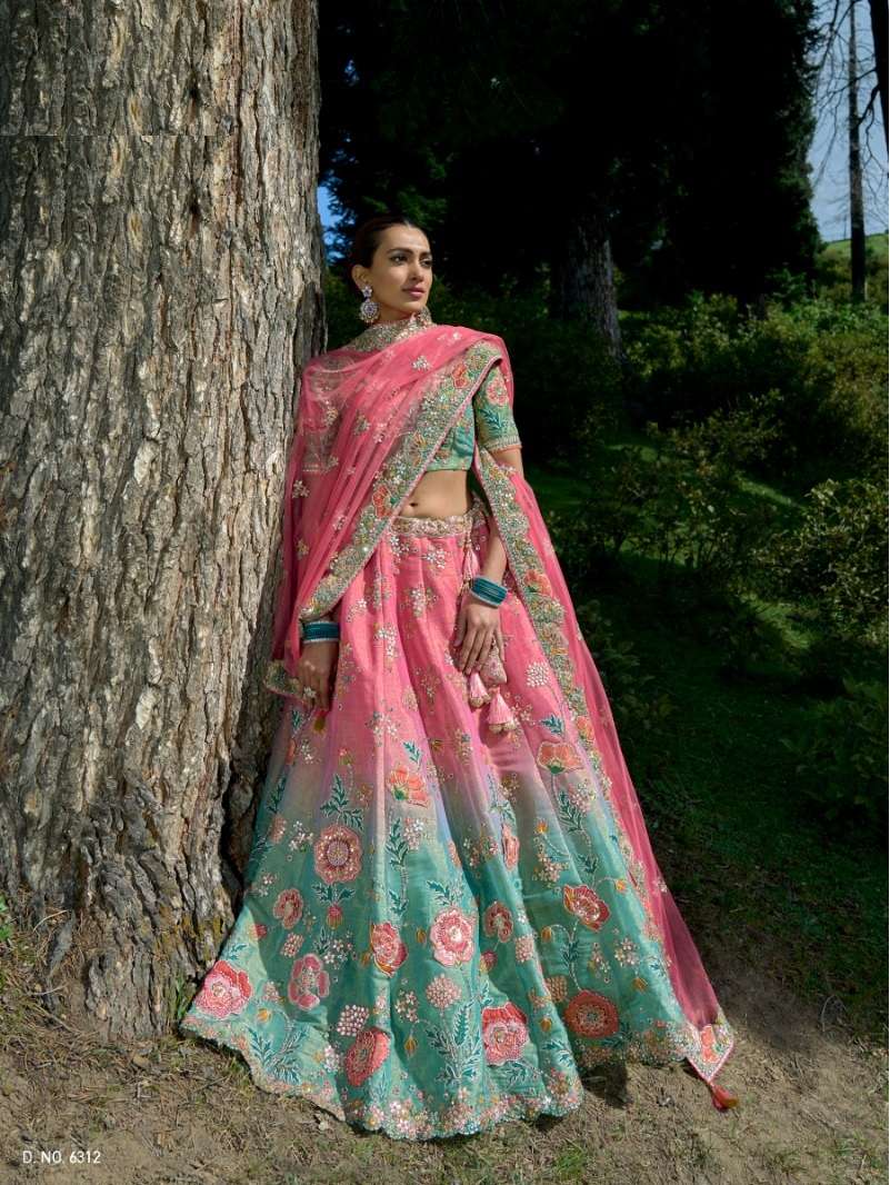 DESIGNER INDIAN BRIDAL WEDDING WEAR HEAVY BANARASI SILK PINK LEHENGA CHOLI WITH AARI WORK TATHASTU SM 6312