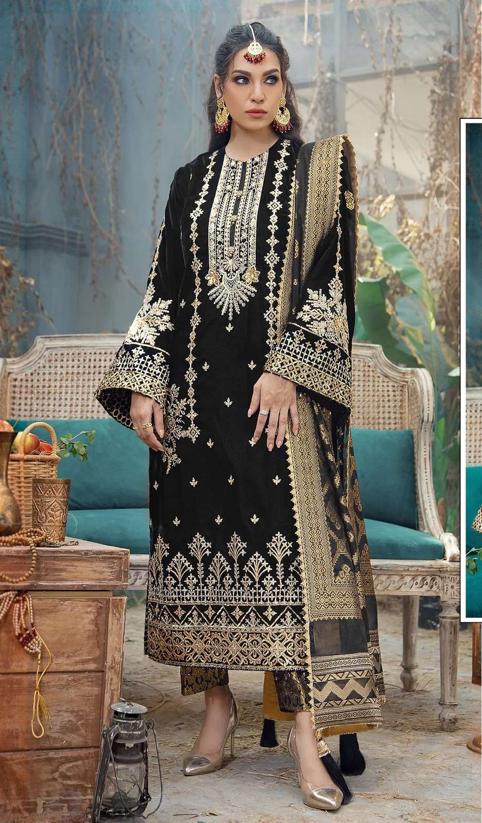 DESIGNER INDIAN PAKISTANI FANCY WEDDING PARTY WEAR BLACK PREMIUM GEORGETTE STRAIGHT SALWAR SUIT SRH 1050 A