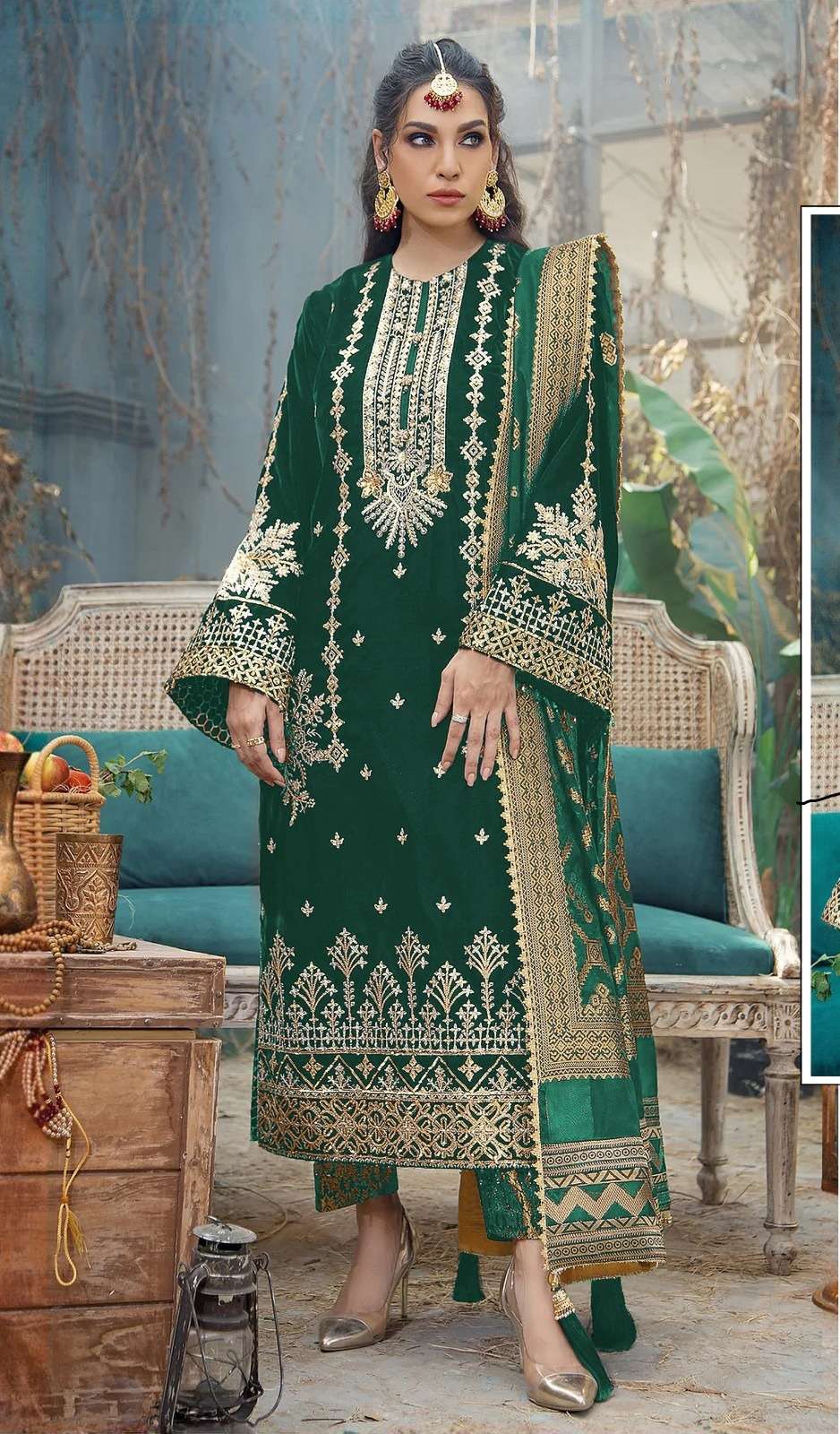 DESIGNER INDIAN PAKISTANI FANCY WEDDING PARTY WEAR GREEN PREMIUM GEORGETTE STRAIGHT SALWAR SUIT SRH 1050 C