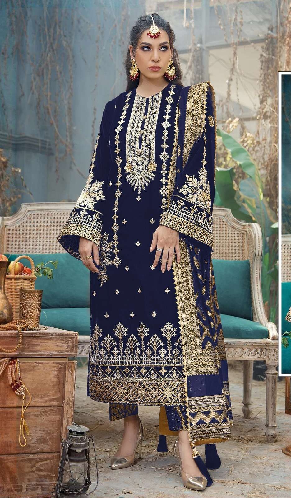 DESIGNER INDIAN PAKISTANI FANCY WEDDING PARTY WEAR BLUE PREMIUM GEORGETTE STRAIGHT SALWAR SUIT SRH 1050 D