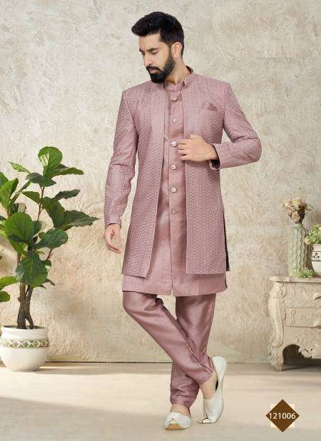 DESIGNER WEDDING PARTY WEAR PEACE INDO WESTERN WEAR SHERWANI AND KURTA PAJAMA SET FOR MENS DST 211006