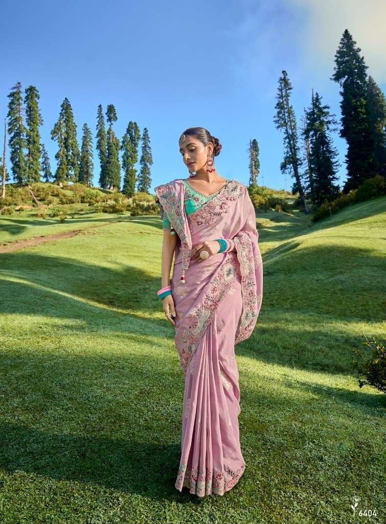 HEAVY DESIGNER WEDDING BRIDAL PARTY WEAR FANCY INDIAN PINK SILK SAREE SM TATHASTU 6404