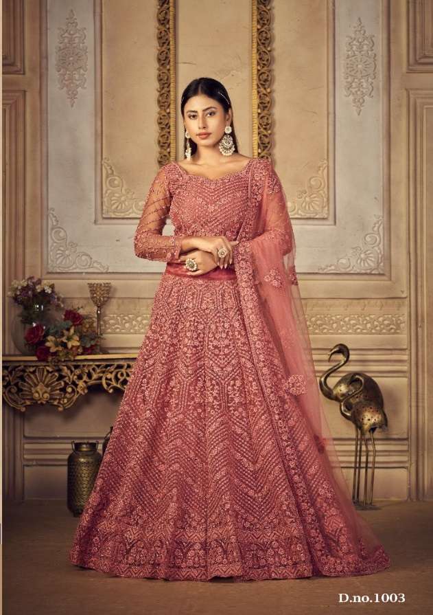 INDIAN BOLLYWOOD DESIGNER FANCY BRIDAL WEDDING PARTY WEAR HEAVY PEACE NET LEHENGA NVN VAMIKA 1003