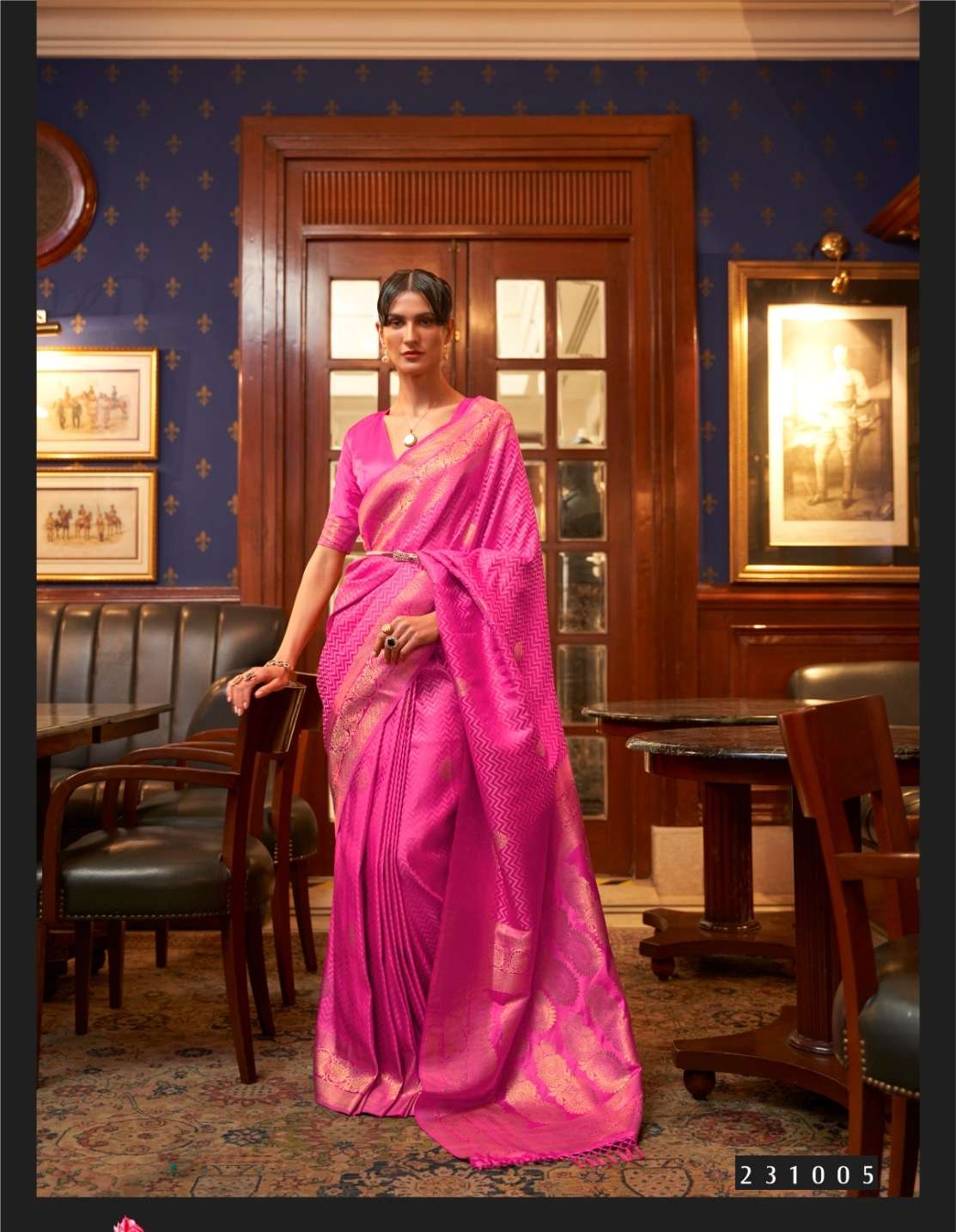 LATEST DESIGNER FANCY WEDDING PARTY WEAR HEAVY INDIAN RANI PINK SATIN SILK SAREE SM RJTX 231005