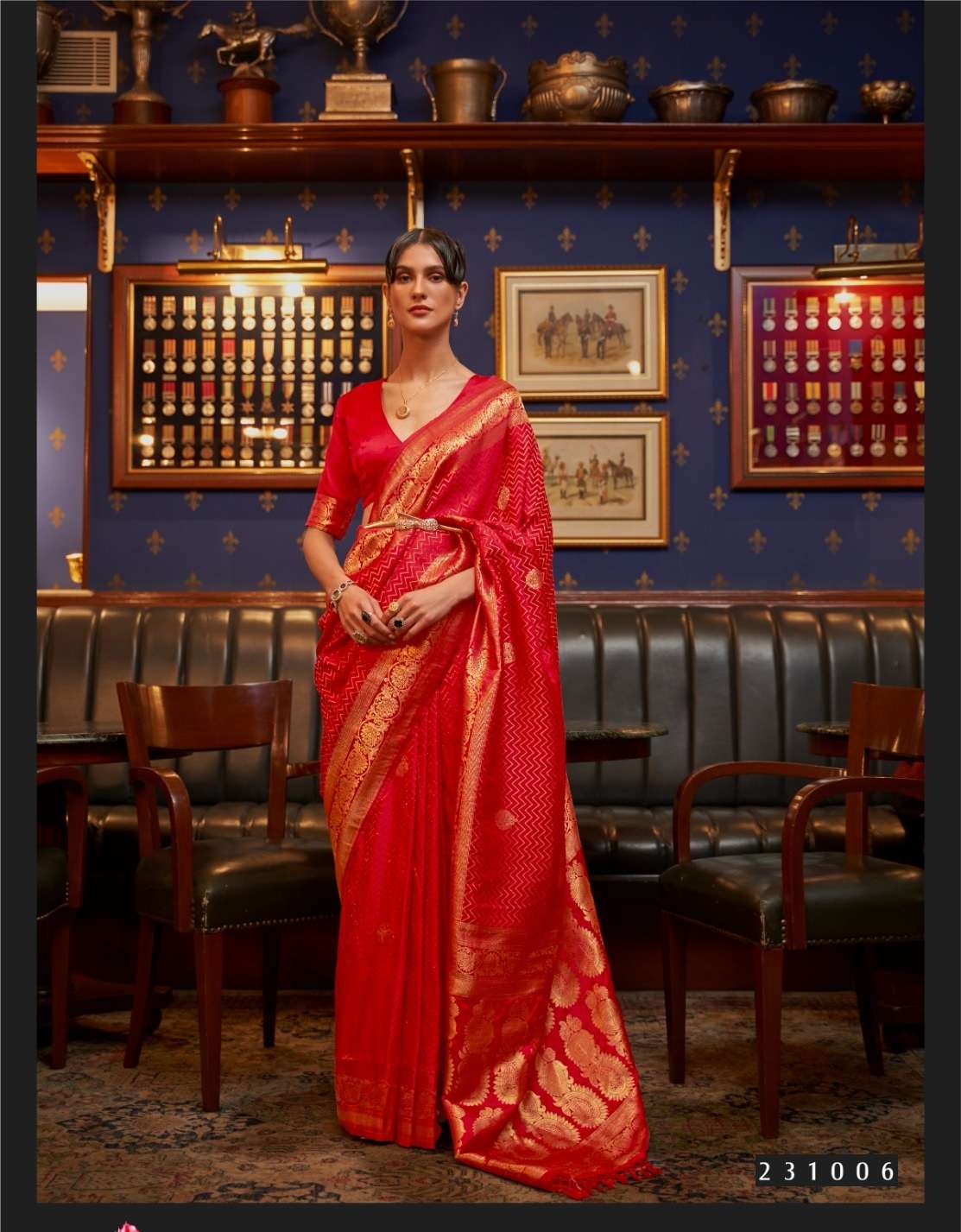 LATEST DESIGNER FANCY WEDDING PARTY WEAR HEAVY INDIAN RED SATIN SILK SAREE SM RJTX 231006